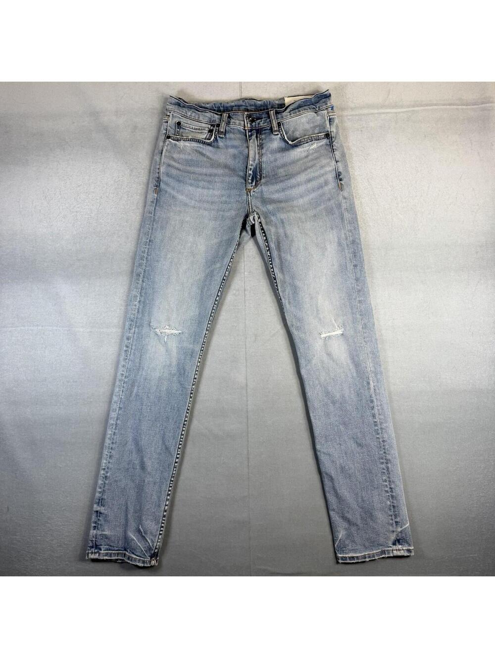 Rag & Bone Fit 2 Slim Jeans Mens 30x32 Blue Light Wash Distressed Straight